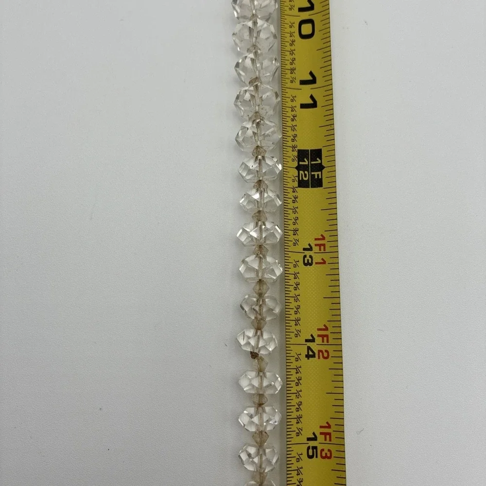 Vintage Faceted Clear Glass Bead Necklace Graduated Barrel Clasp 17 Inch Womens